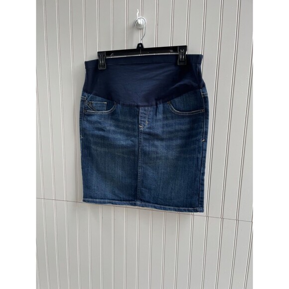 Old Navy Womens Jean Skirt Size 4 Maternity Denim Stretch Pockets Medium Blue - Picture 1 of 5